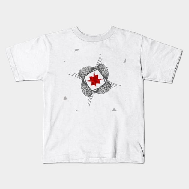 abstract geometric red grey flower Kids T-Shirt by katerina-ez